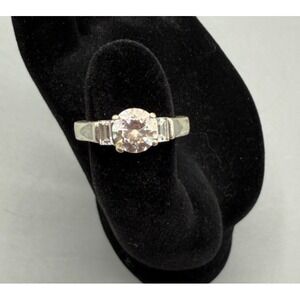 Sterling Silver Round Cut Cubic Zirconia Ring 925 Sz 6 Total Wt 46.4 grams